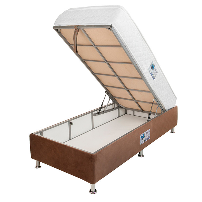 تخت خواب یک نفره آسایش باکس مدل AKA71 سایز 200 × 90 سانتی متر به همراه تشک طبی فنری یک طرف پد کن مدل 401190
